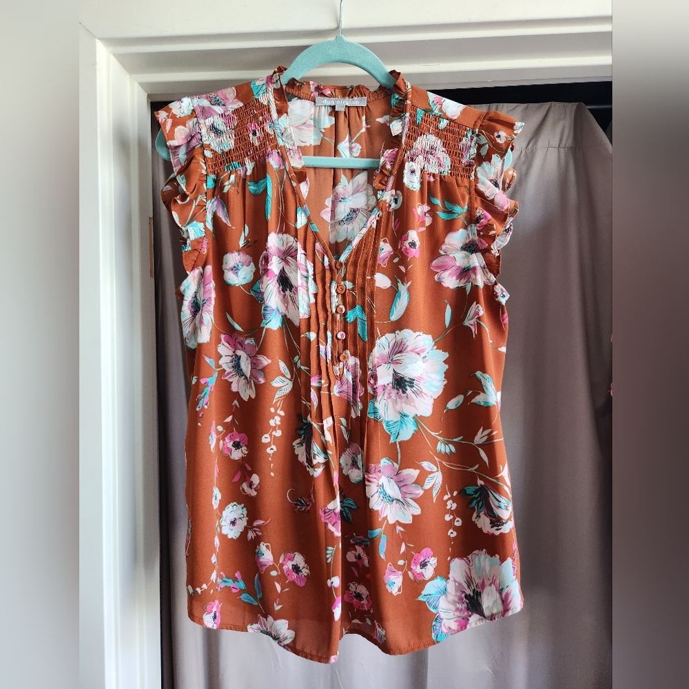 Floral Orange Sleeveless Dress